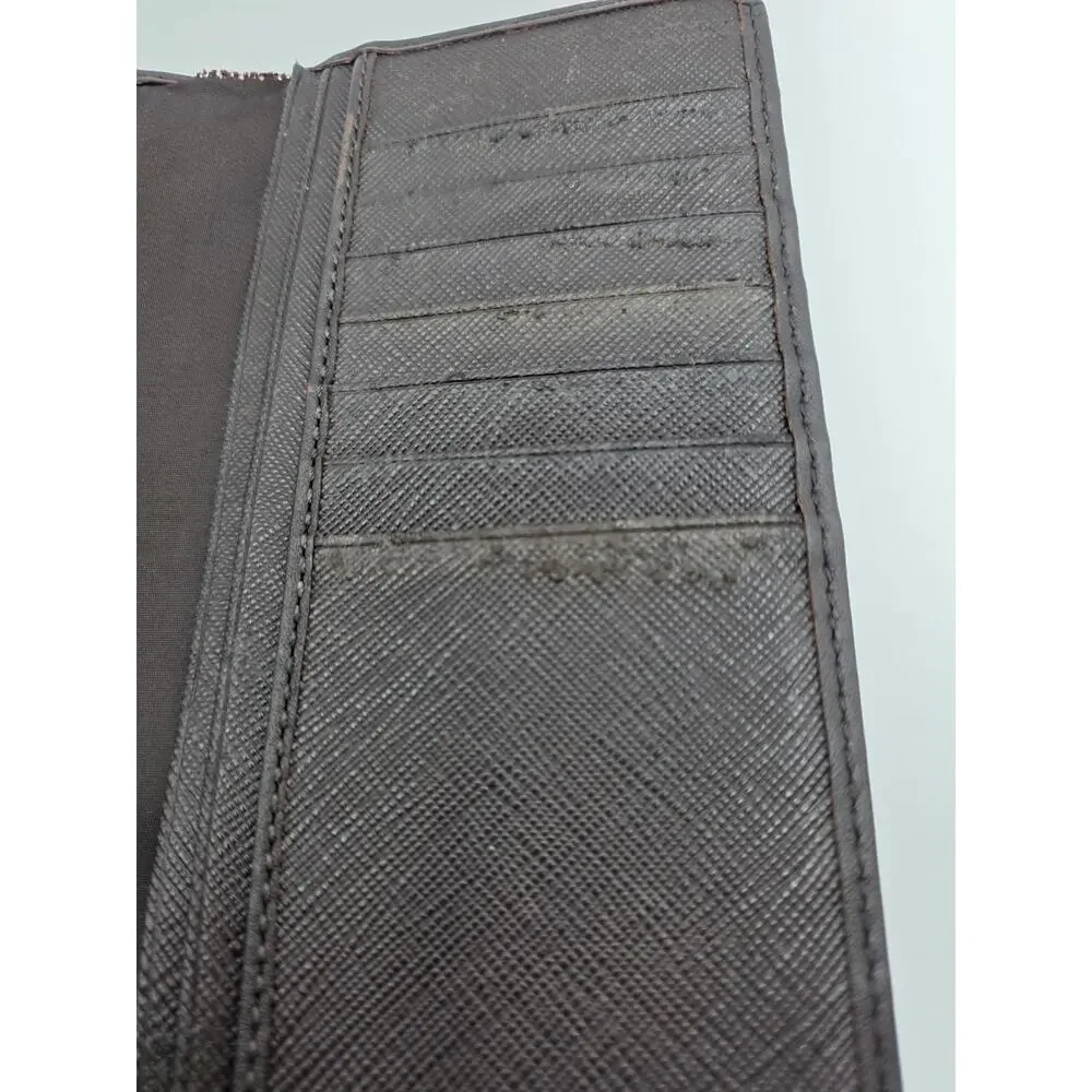 Vintage Coach Brown Signature Leather Breast Pocket Long Wallet Zip Organizer